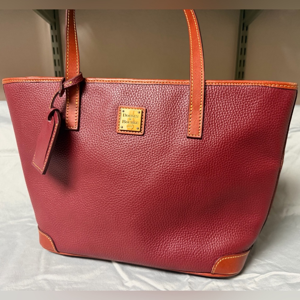 Dooney & Bourke Burgundy and Brown Leather Tote